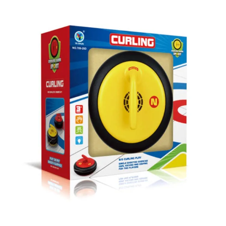 19CM Curling Game Sport Toys Turbofan for Friction Free Play Battery Operated Ice Hockey Toys Indoor Toys