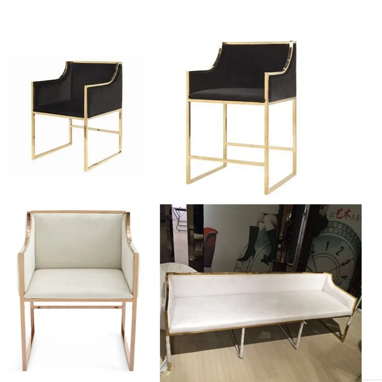 Wholesale Modern Gold Arm Chair W01 Elegant Wren Design Banquet Dining Chair High Quality Stainless Steel New US Popular Design
