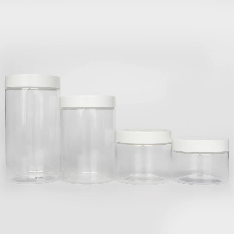3oz 4oz 5oz 6oz 8oz 10oz 12oz 16oz Wholesale Cheap Food Grade clear PET Plastic Dog Treat Jar with Screw Lid