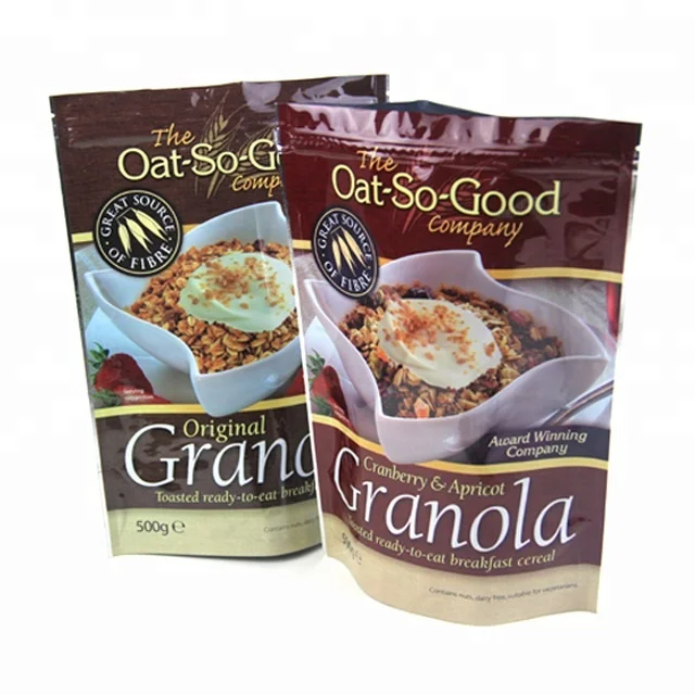 approved standing up zip tear notch top gravures printing plastic food bag