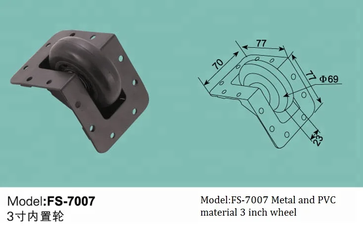 2.5' Edge Mount BLACK rolling case wheel corner casters