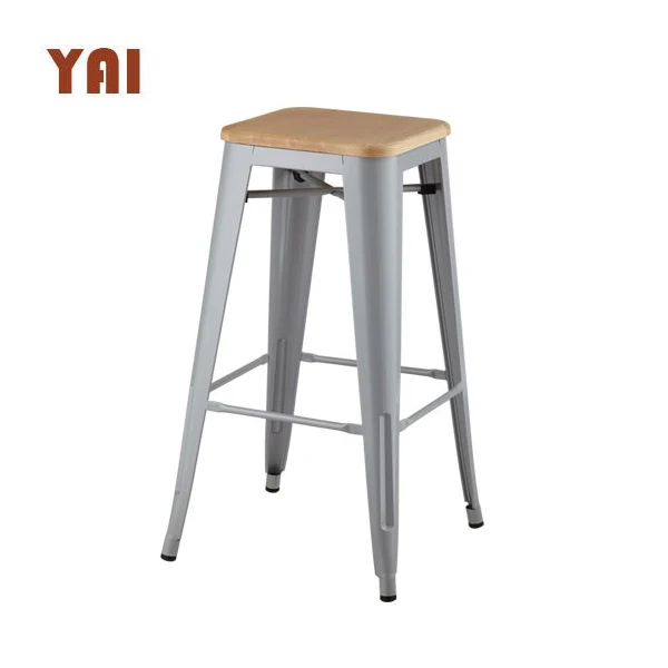 home center kitchen metal brass unique industrial vintage aluminum metal bar stool with wood seat