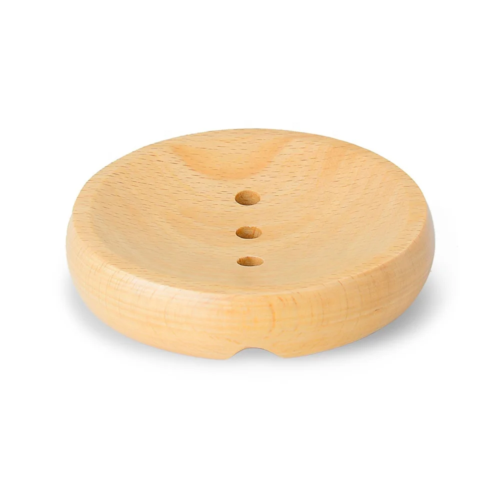 Bathroom Wooden Soap Case Holder Sink Deck Bathtub Shower Dish Round Hand Craft Natural Wooden Holder for