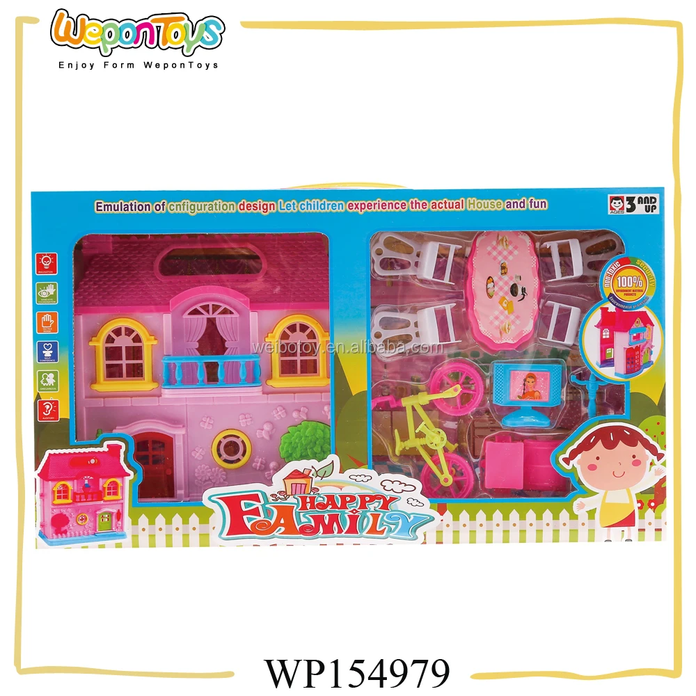 wholesale toy furniture play set with sound and light plastic abs big doll house