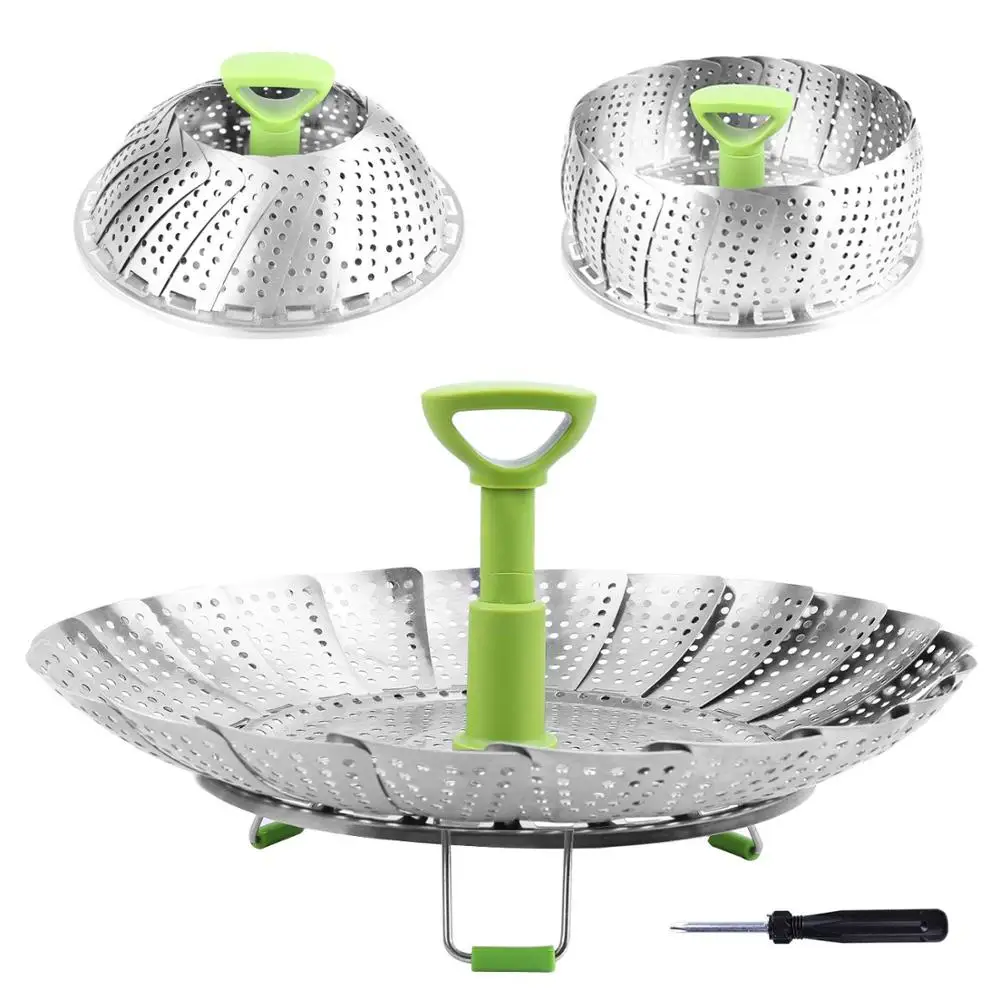 Steamer Basket Stainless Steel Vegetable Steamer Basket Folding Steamer Insert for Veggie Fish Seafood Cooking