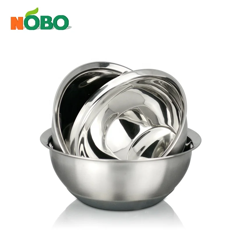 Multi-purpose Cooking Food Preparation Baking Mixing Salad Customized Stainless Steel Bowl with Rubber Bottom