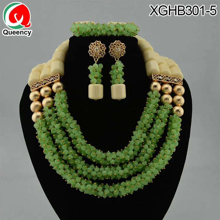 
Queency Fashion Jewelry Beads Chain Nigerian Wedding Jewelry Set 