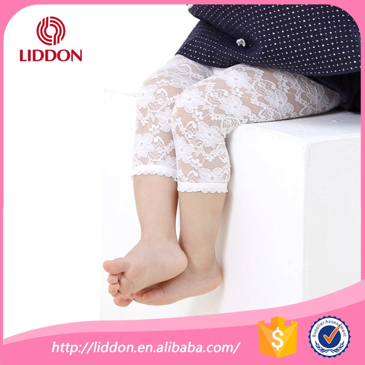 Hot sale knit candy color baby girls nylon lace tights