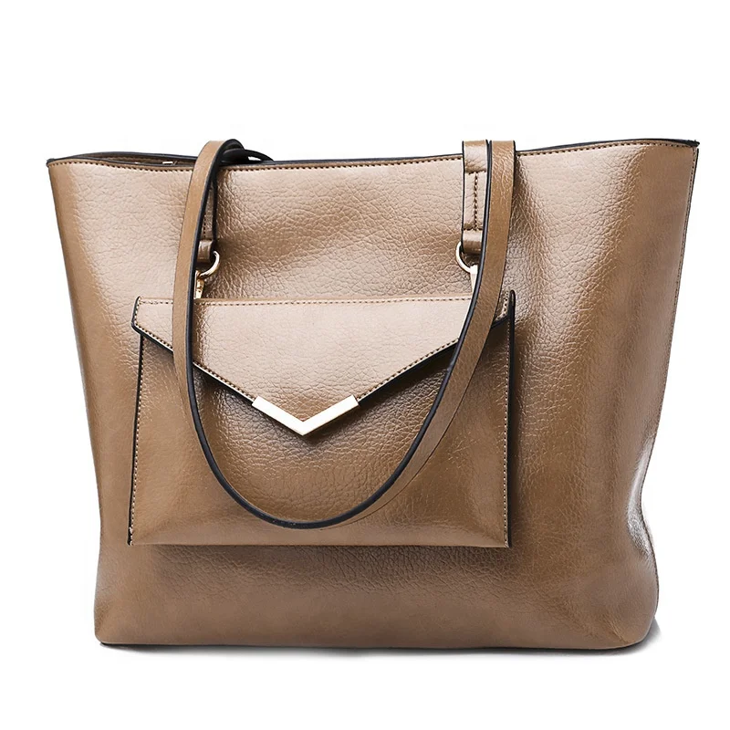 Elegant Large Leather Bag New Style Fashion Simple Hand and Sling Shoulder Leather Tote Bag for Women