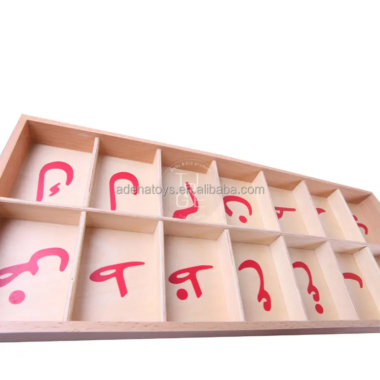 Montessori Teaching toys Wooden Arabic Movable Alphabet (Red & Blue) for kids education materials