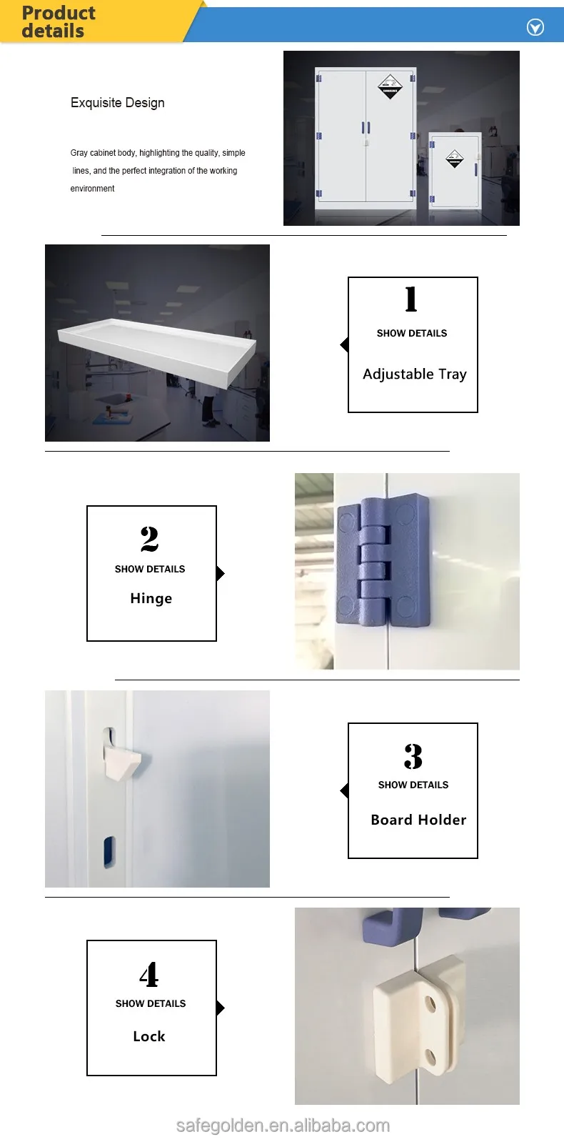 Golden Knight chemistry laboratory furniture,30 gal Chemistry laboratory furniture with strong acid, pp chemical storage cabinet