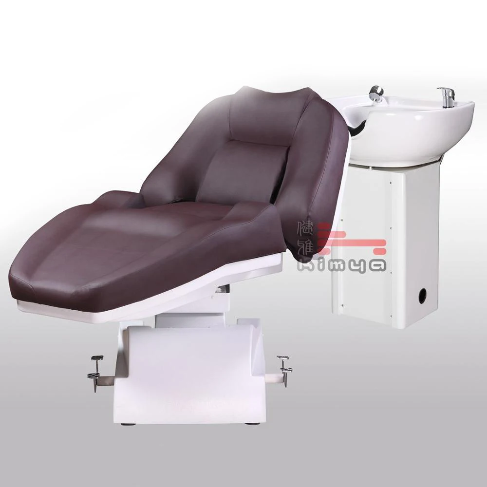 Красивый стул для мытья красных волос, электрическая кровать для шампуня для парикмахерской