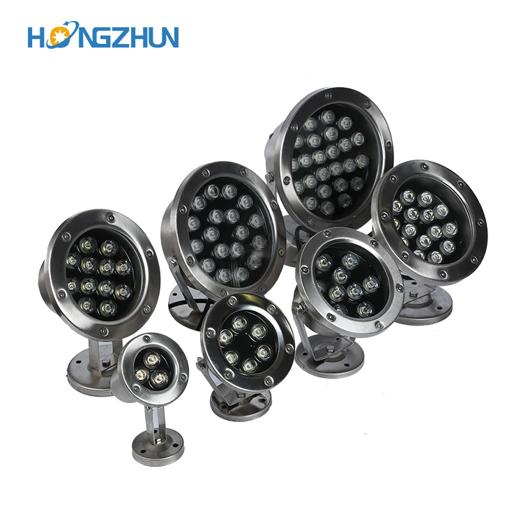 Outdoor Waterproof IP68 Stainless Steel RGB LED Pool Lights 3W 6W 9W 12W 15W 18W RGB Underwater Boat Light for Swimming Pools