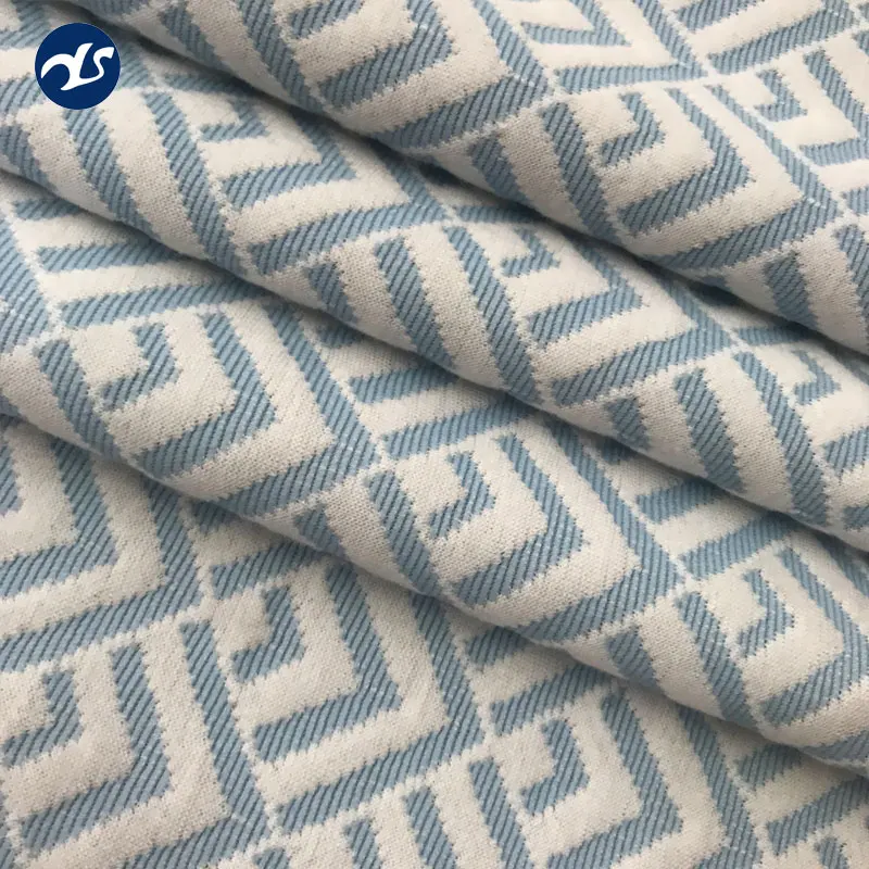 The blue pattern knitted fabric wholesale jacquard knitted mattress fabric