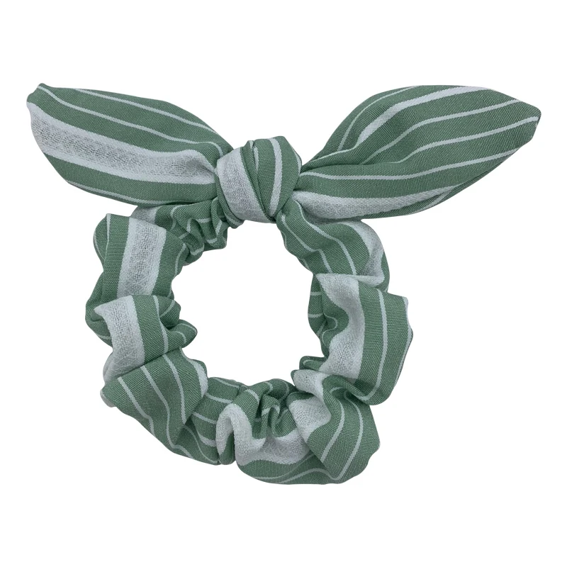 
Bunny Ear Bow knot Hair Scrunchies Stripe Fabric Hair Tie Fashion Hair Accessories For Girls 