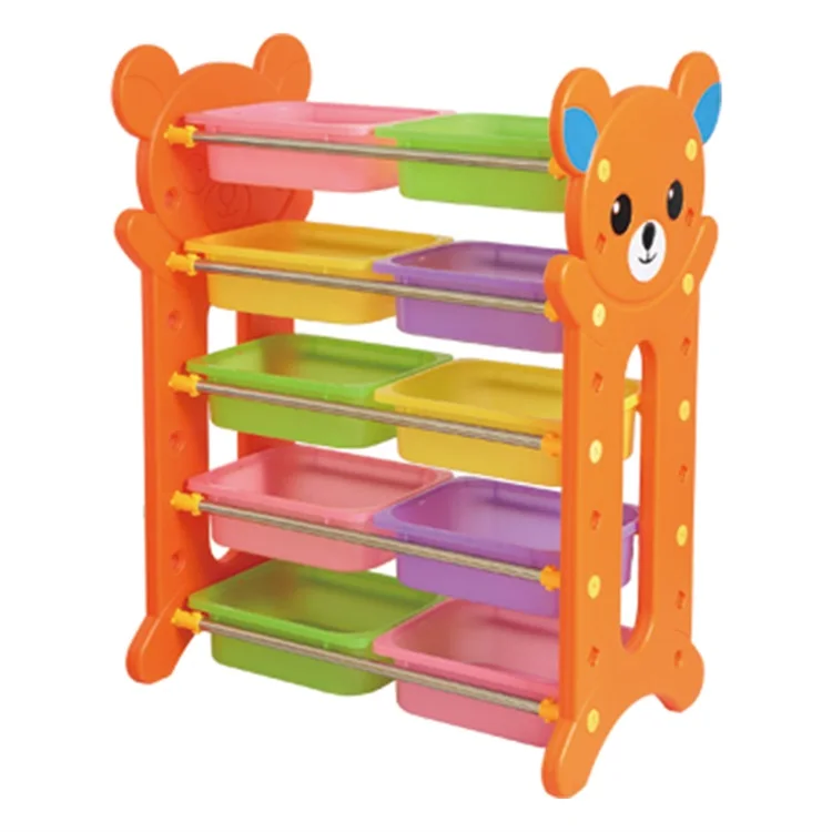 Nursery School Colorful Plastic Toy Shelf For Kindergarten