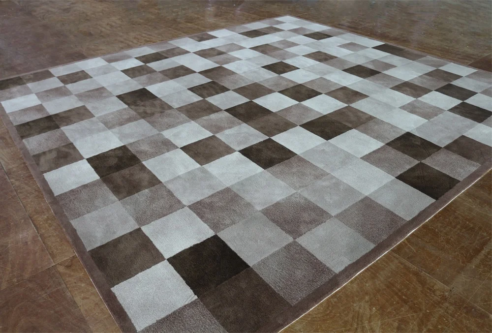 Chess board rug brown check carpet and rug