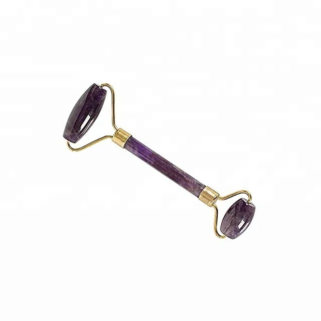 natural amethyst quartz roller stone double roller for face massage