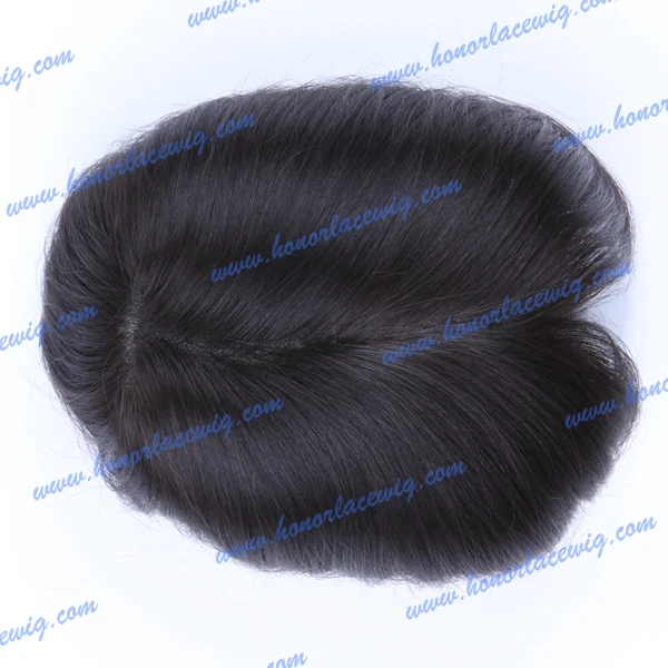 HT3 men toupee 100% human hair black color 100% human remy hair thin poly coating PU on sides mono in center custom size toupee