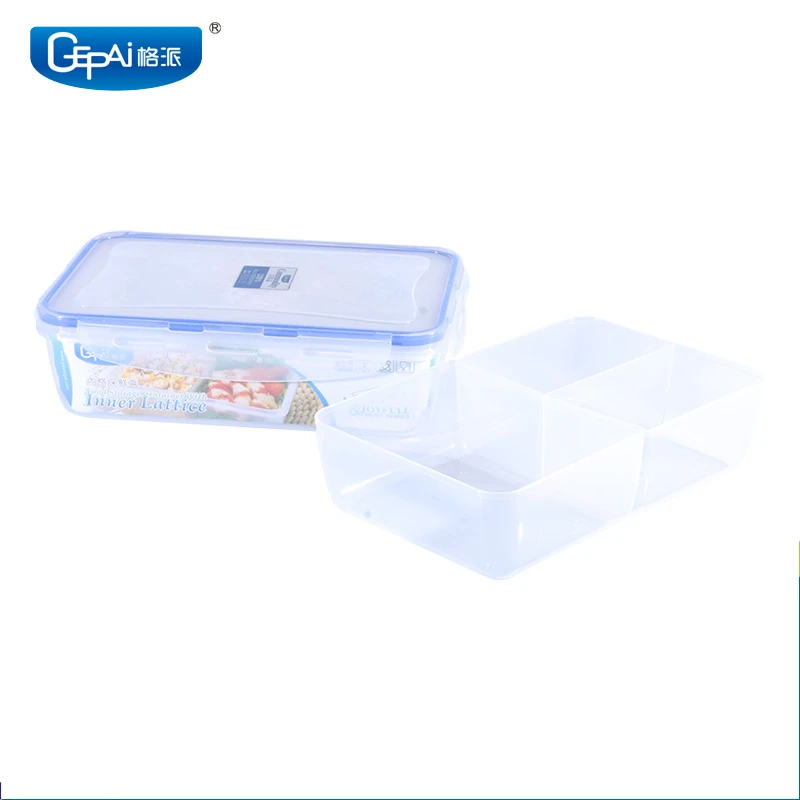 Factory 1750ml Modern 4-Compartment Plastic Bento Lunch Box Fresh-keeping Food Containers LFGB Rectangle Storage Bins