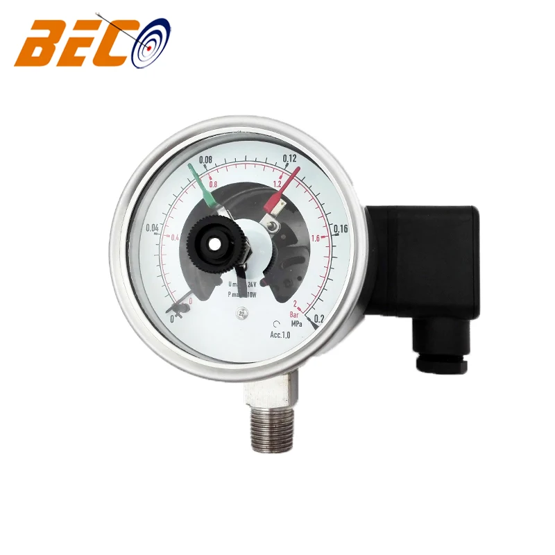 Beco 100mm all stainless steel electric contact pressure gauge manometers Diaphragm pressure gauge with switch