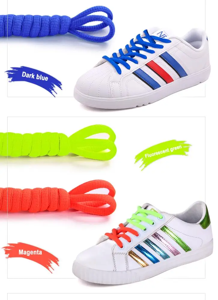 Fashion Multi-Color Polyester Oval Half Round Shoelaces With Plastic Metal Aglets Custom Shoe Lace