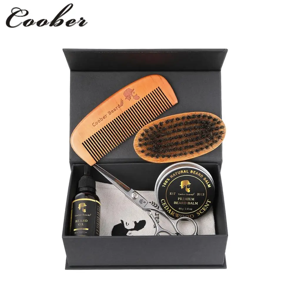 Private label beard oil and balm with bread shaper beard grooming kit set