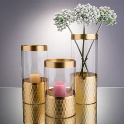 gold color tall vases wedding centerpiece