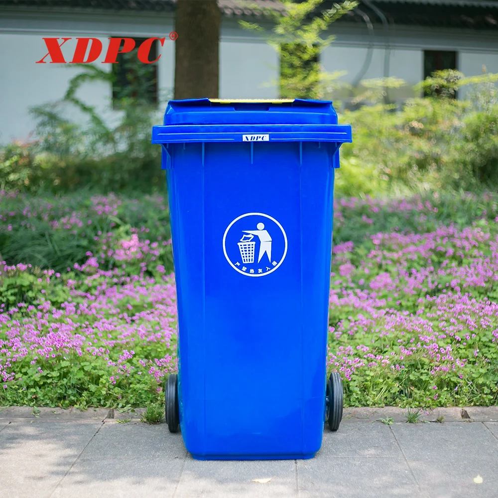 Public portable two wheels colorful trash can garbage container