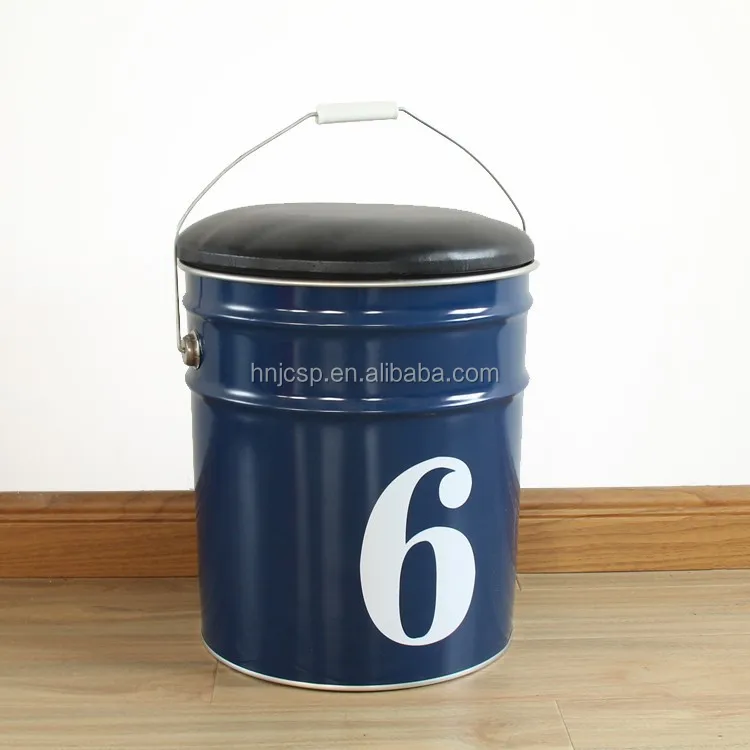 18L Multifunction Metal Barrel Bucket Stool Seat