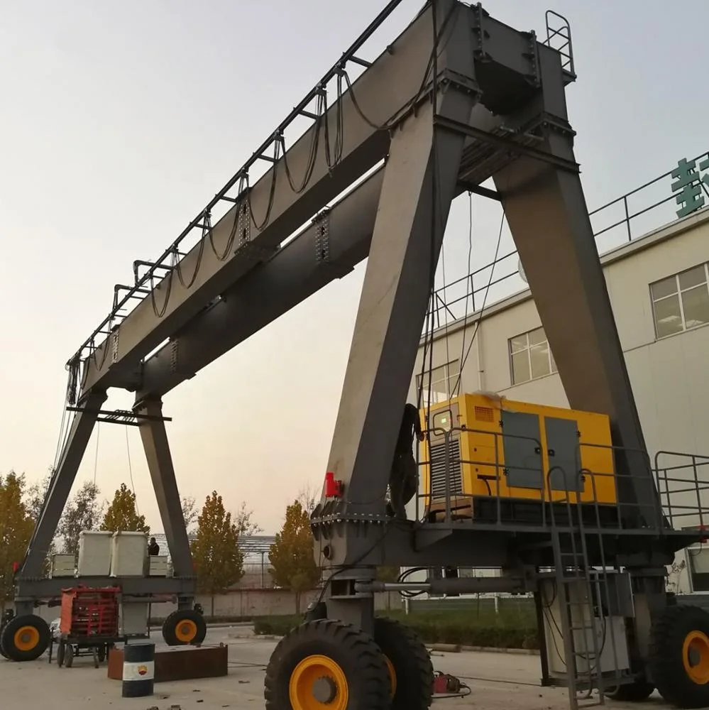 A Frame Leg 4 Wheel Steering Double Girder Rubber Tyre Gantry Crane for Sale