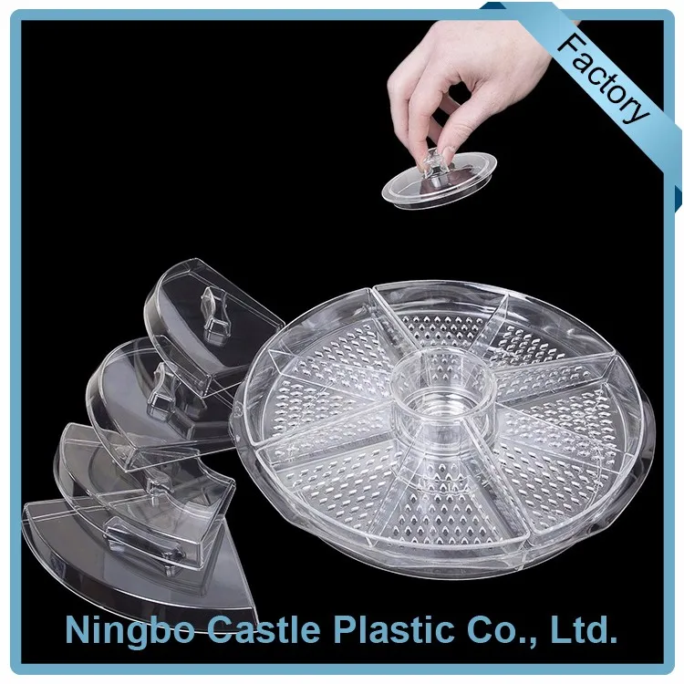 Food Serving Plate 8 Sections Vegetable Plastic Tray With Dividers