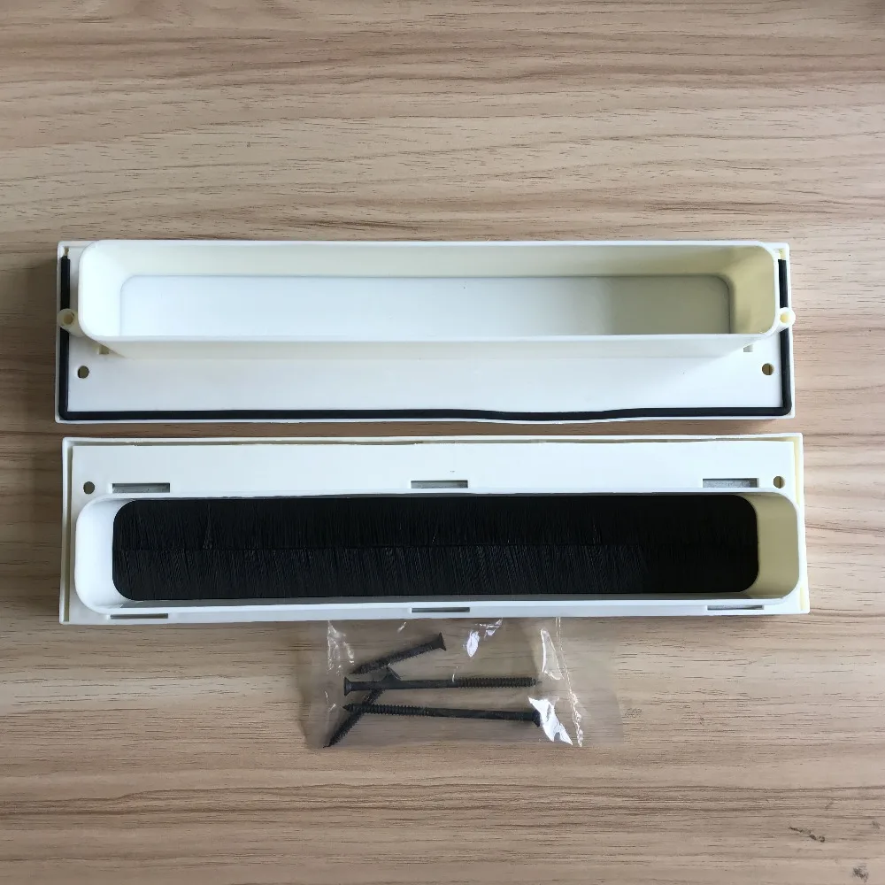 white Internal PVC Letter Box Brush Cover plate