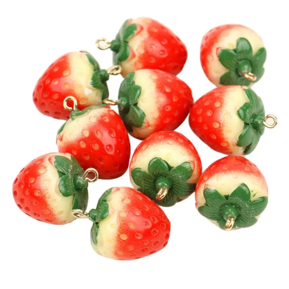 20 мм клубникой подвески с позолоченным кольцом бусины в форме клубники Шарм Подвески бусины для изготовления ювелирных изделий колье, браслет, серьги