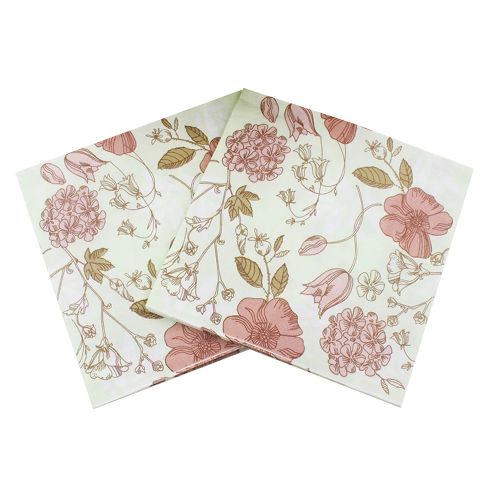 Brown Floral Paper Napkin Printed Para Festas&Party Supply Decoration Tissue Servilleta 33*33cm