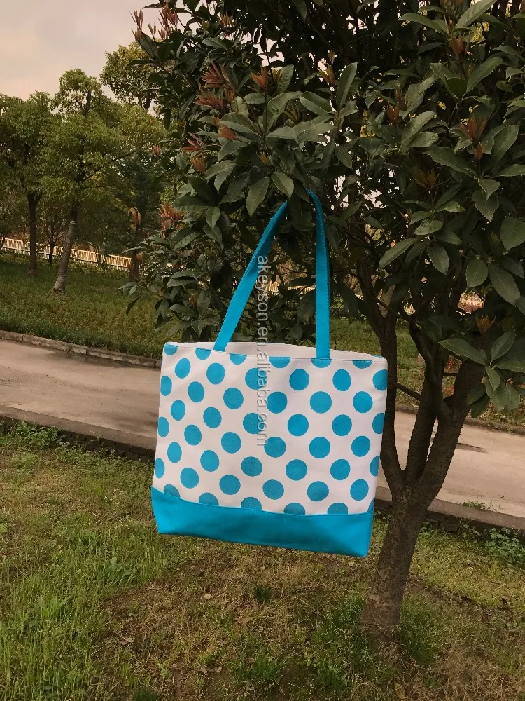
Wholesale Monogrammed Canvas Polka Dot Beach Bag 