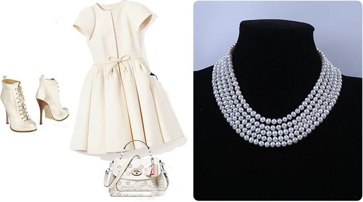 Fashionable Latest Designs 6-7mm White Freshwater Pearl Natural Pearl Necklace
