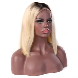 Qingdao Hair Factory Wholesale 3/4 Ombre Lace wig,613/Grey Ombre Color Lace Front Wig Human Hair,Blonde Ombre Human Hair Bob Wig