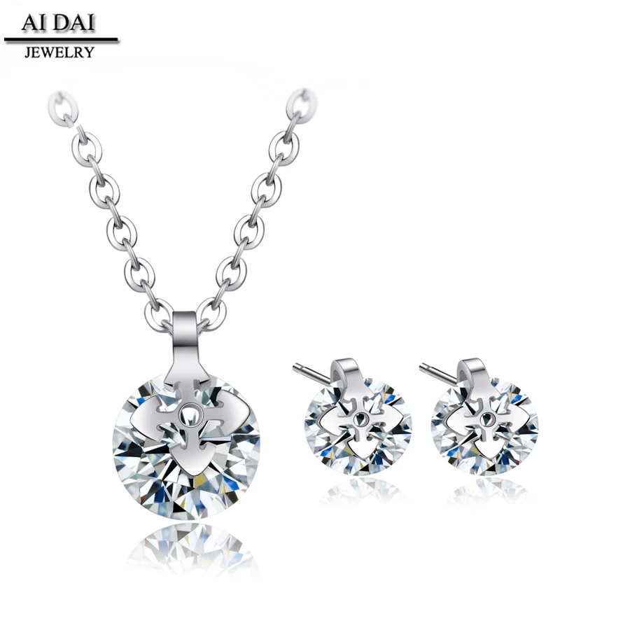 NEW Fashion African Beads high quality stainless steel necklace earrings jewelry sets (TE-057S)