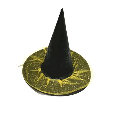 Halloween Witch Hat with Gauze Black Pointed Hat Halloween Decorations