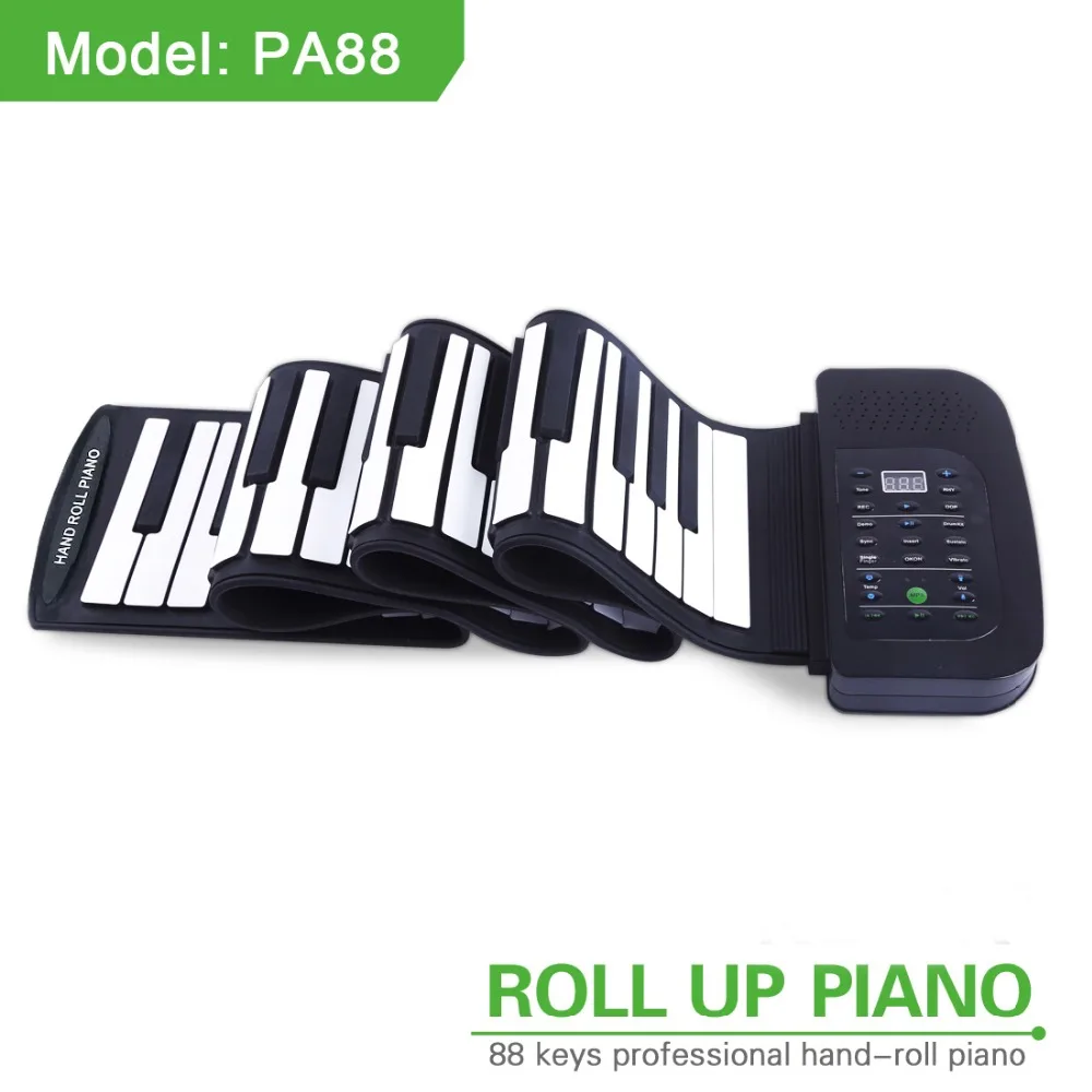 Flexible Portable Hand Roll keyboard with micro USB port for Children Playing 88Keys keyboard electric digital Piano