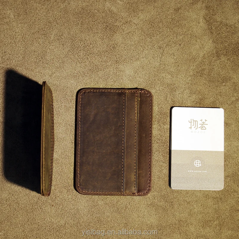 
Compact card and cash holder in crazy horse leather 