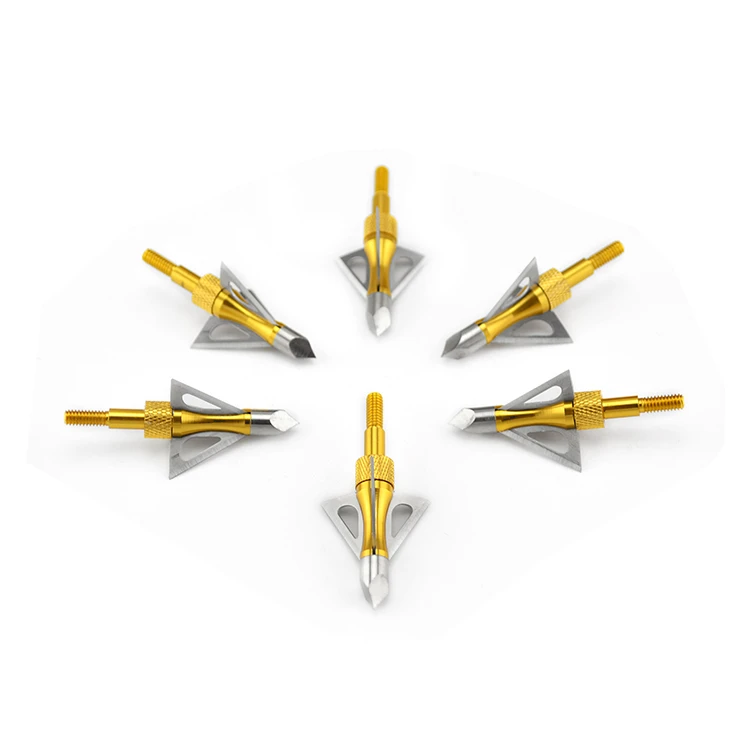 3pcs Archery Bow Hunting Arrow Broadheads Arrowheads 2 Blades Chisel Tips Yellow