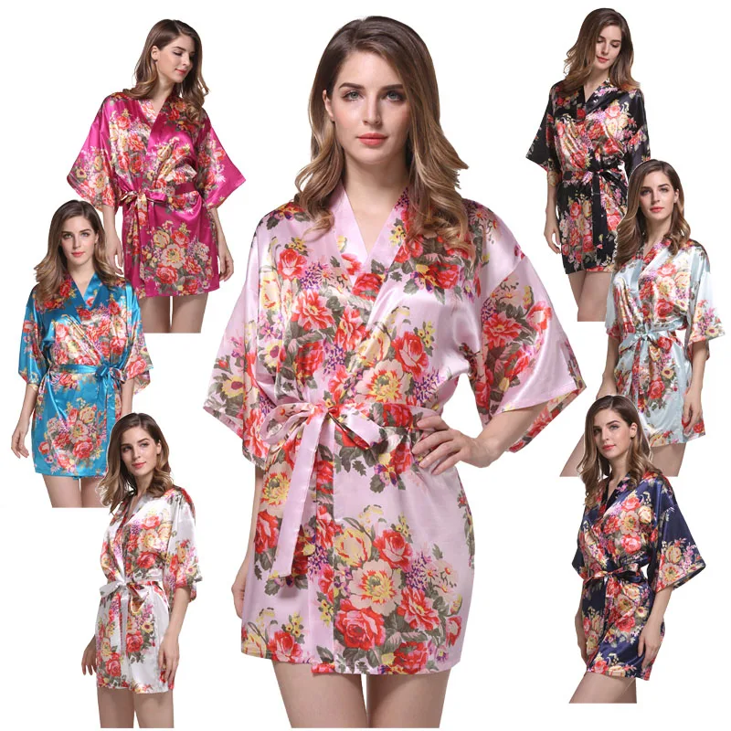 Super soft thicker Satin flower sleepwear bridesmaid robe