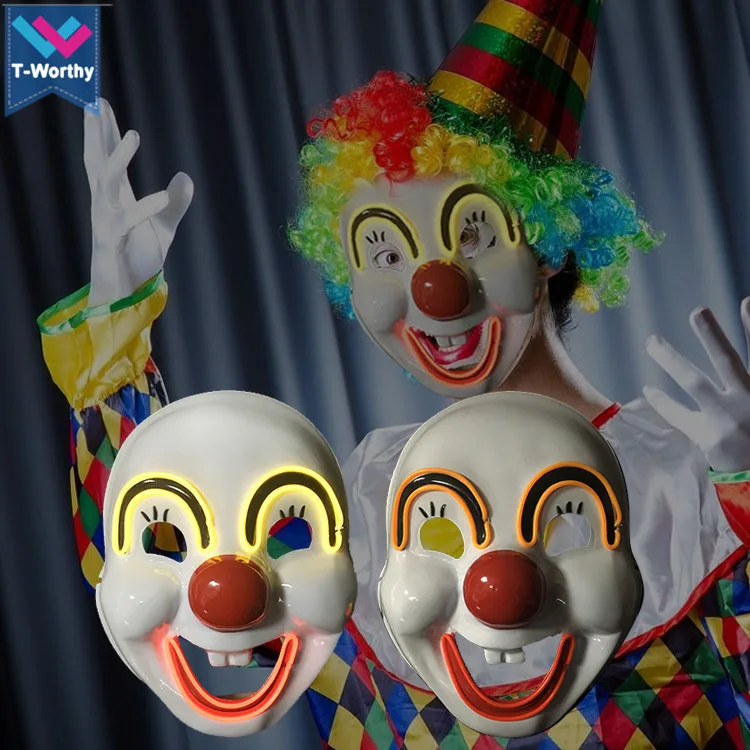 TW-2082 Party Mask Light Up Red Nose Clown Mask Carnival Party Flashing Clown Masks