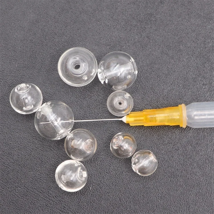 Hand Blown Hollow glass beads Mini Essential Oils Perfume Ball Glass Hollow Beads with side Pinhole for Necklace Bracelet kits