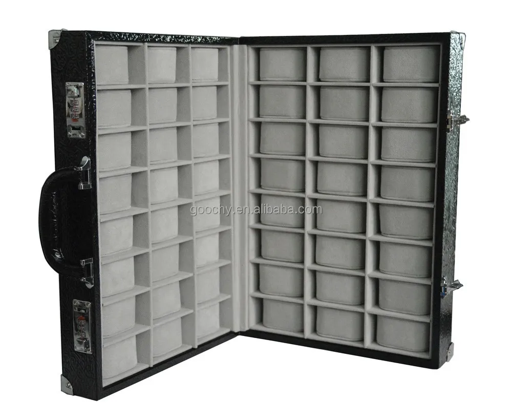 Leather Watch Box for 48 watches business travel carrying case with code lock GC02-ST-48B26