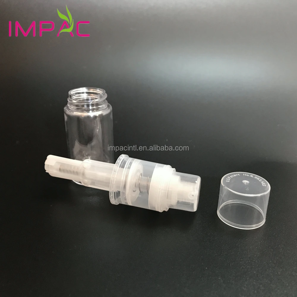 Small cute PET plastic clear 14ml glitter powder pump bottle with sprayer