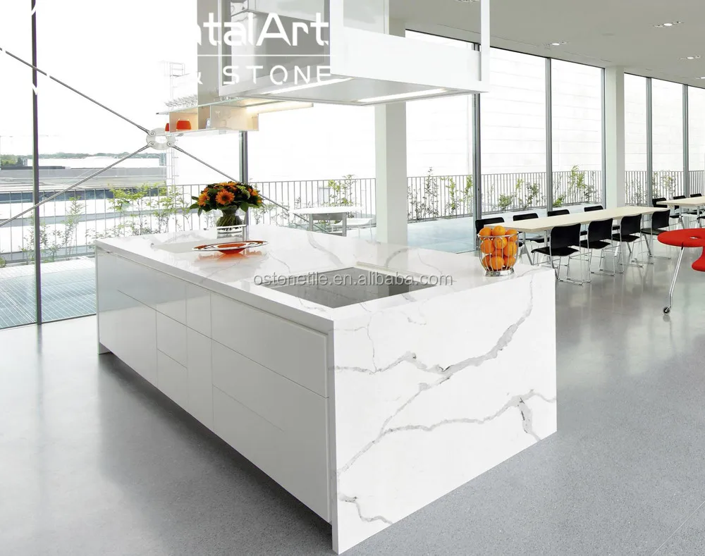 Роскошный натуральный белый мраморный кварцевый камень 3200x1600 calacatta, цена кварцевой плиты