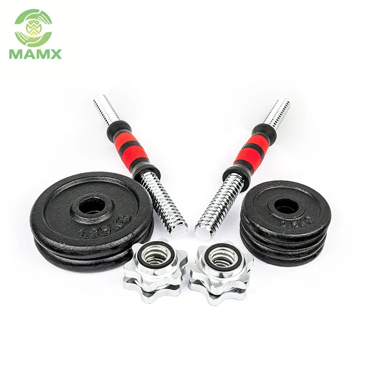10kg Cast iron painting adjustable dumbbell weights set with rubber handle bar